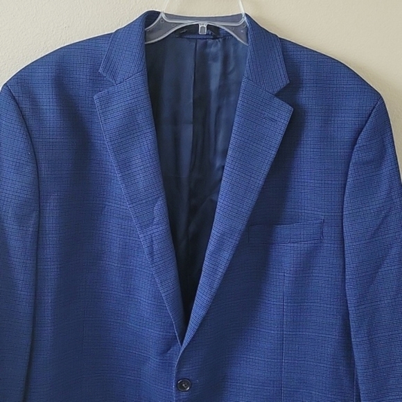 Lauren Ralph Lauren Mens Navy Blue Plaid Two Button Blazer - Size 46L - Picture 2 of 14